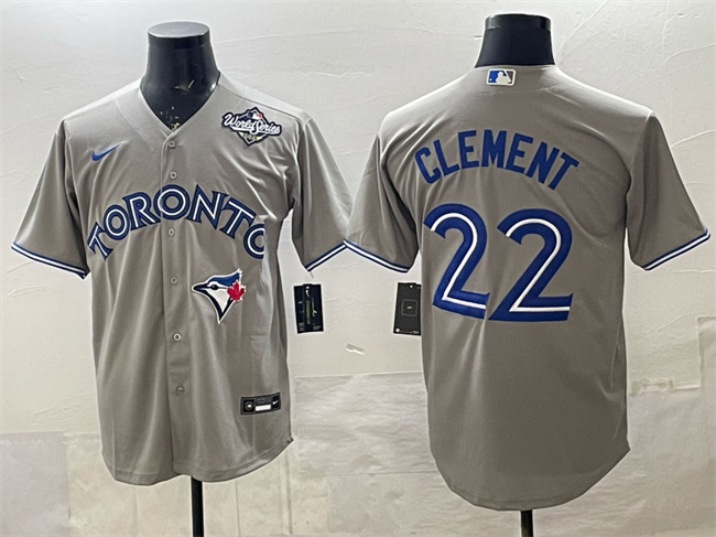 Personalized Men’s Toronto Blue Jays #22 Ernie Clement Grey 2025 World Series Cool Base Stitched Baseball Jersey