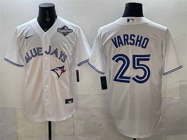 Personalized Men’s Toronto Blue Jays #25 Daulton Varsho White 2025 World Series Home Cool Base Stitched Baseball Jersey