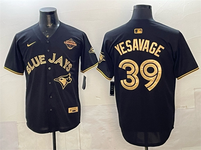 Personalized Men’s Toronto Blue Jays #39 Trey Yesavage Black Gold 2025 American League Champions Limited Stitched Baseball Jersey
