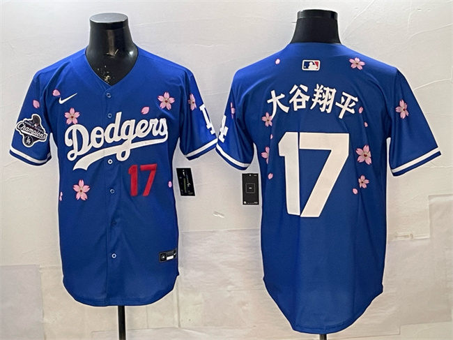 Personalized Men’s Los Angeles Dodgers #17 Shohei Ohtani Royal 2025 World Series Champions Patch Tokyo Series Limited Stitched Baseball Jersey