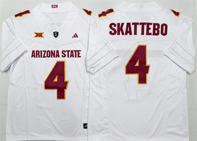 Personalized Men’s Arizona State Sun Devils #4 Cam Skattebo White 2025 F.U.S.E. Limited Stitched Jersey