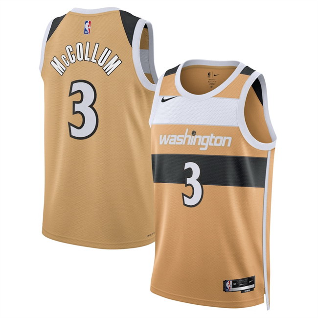 Personalized Men’s Washington Wizards #3 CJ McCollum Gold 2025 26 City Edition Stitched Basketball Jersey