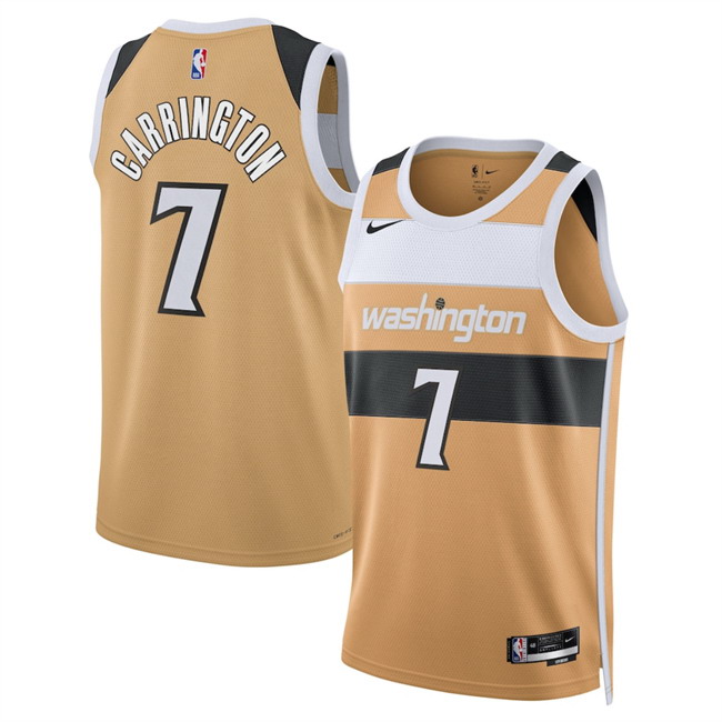Personalized Men’s Washington Wizards #7 Bub Carrington Gold 2025 26 City Edition Stitched Basketball Jersey