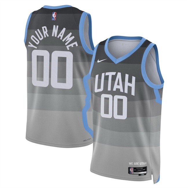 Personalized Men’s Utah Jazz Active Player Grey 2025 26 City Edition Stitched Basketball Jersey