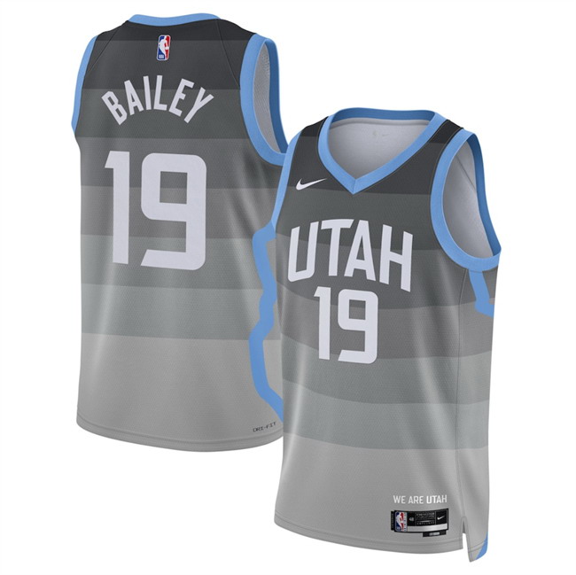 Personalized Men’s Utah Jazz #19 Ace Bailey Grey 2025 26 City Edition Stitched Basketball Jersey
