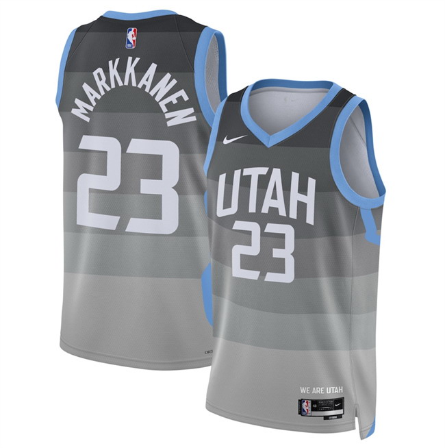 Personalized Men’s Utah Jazz #23 Lauri Markkanen Grey 2025 26 City Edition Stitched Basketball Jersey