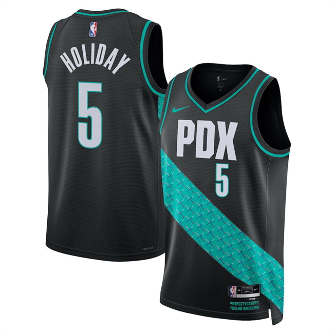 Personalized Men’s Portland Trail Blazers #5 Jrue Holiday Black 2025 26 City Edition Edition Stitched Basketball Jersey