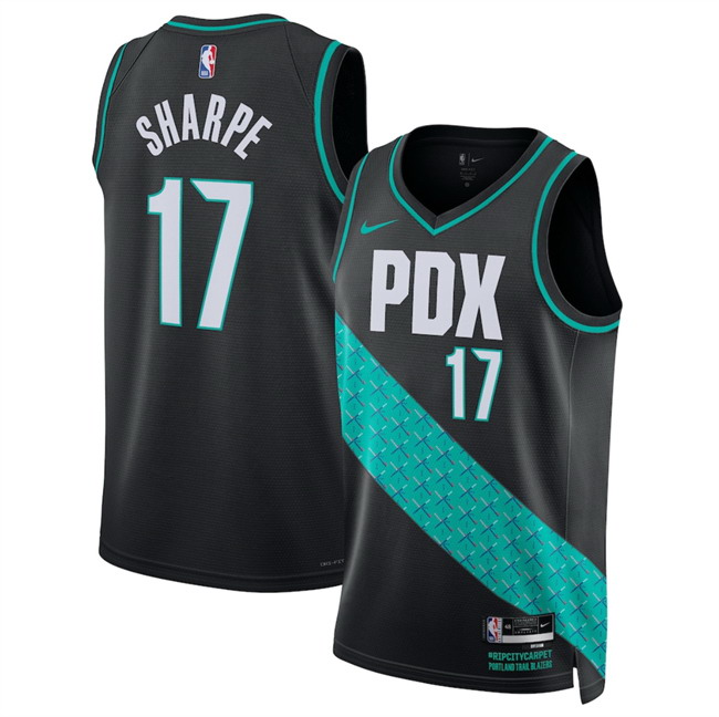 Personalized Men’s Portland Trail Blazers #17 Shaedon Sharpe Black 2025 26 City Edition Edition Stitched Basketball Jersey