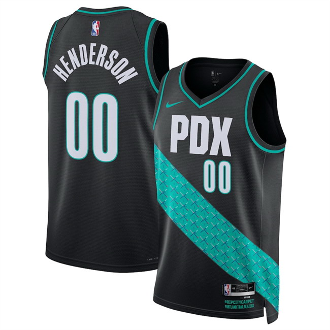 Personalized Men’s Portland Trail Blazers #00 Scoot Henderson Black 2025 26 City Edition Edition Stitched Basketball Jersey