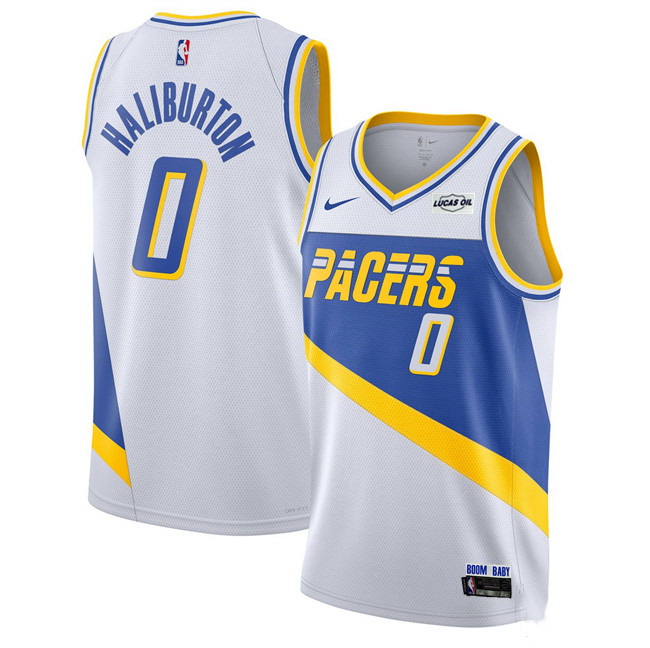 Personalized Men’s Indiana Pacers #0 Tyrese Haliburton White 2025 26 City Edition Stitched Basketball Jersey