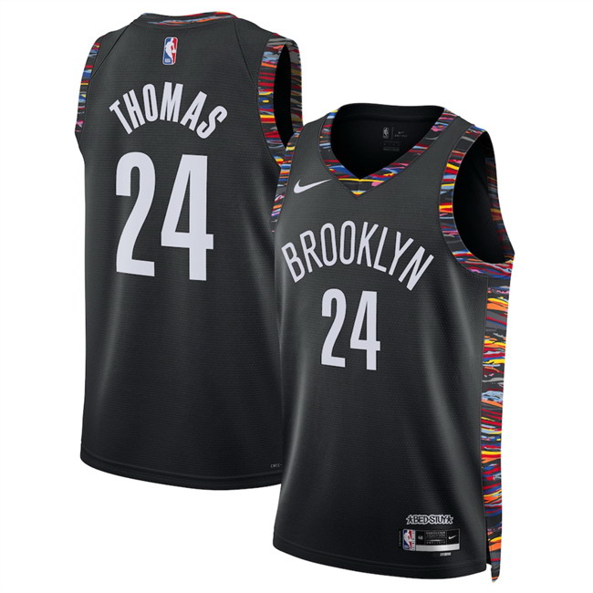 Personalized Men’s Brooklyn Nets #24 Cam Thomas Black 2025 26 City Edition Stitched Basketball Jersey