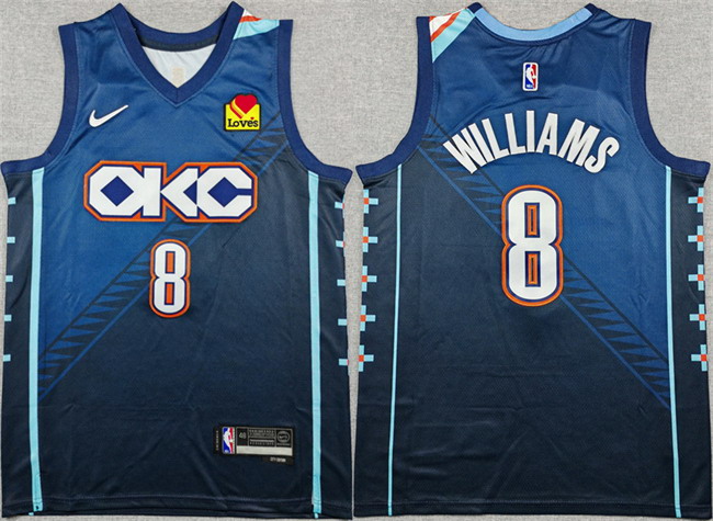Personalized Men’s Oklahoma City Thunder #8 Jalen Williams Navy Stitched Basketball Jersey