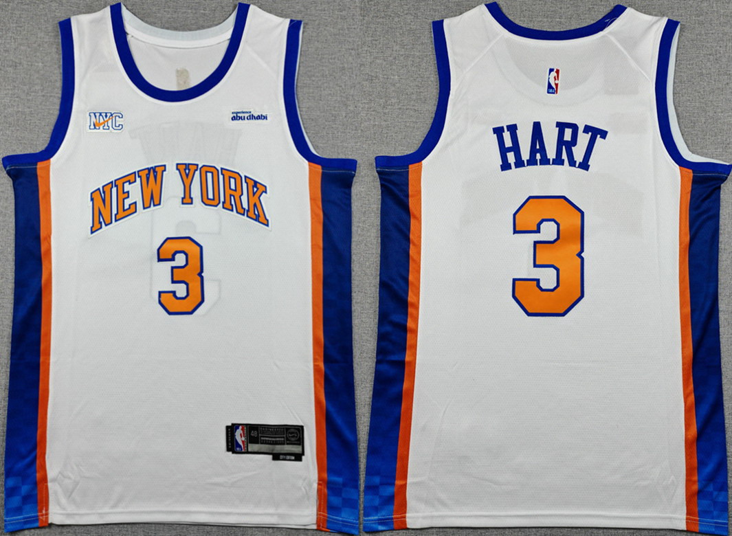 Personalized Men’s New Yok Knicks #3 Josh Hart White 2024-25 City Edition Stitched Basketball Jersey