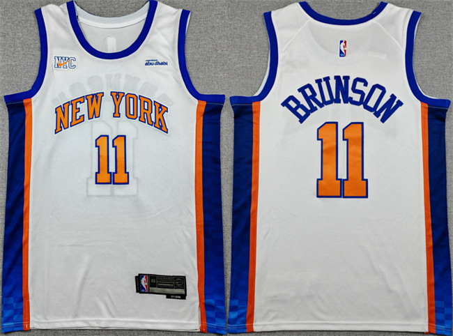 Personalized Men’s New Yok Knicks #11 Jalen Brunson White 2024-25 City Edition Stitched Basketball Jersey