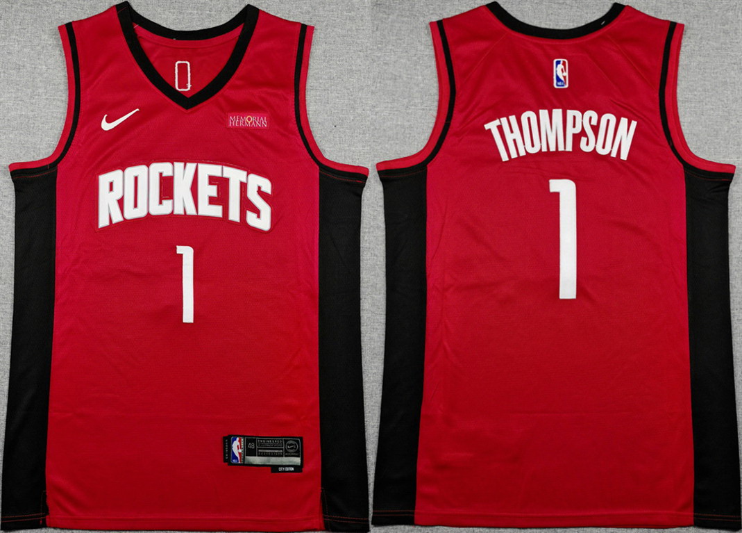 Personalized Men’s Houston Rockets #1 Amen Thompson Red Icon Edition Stitched Jersey