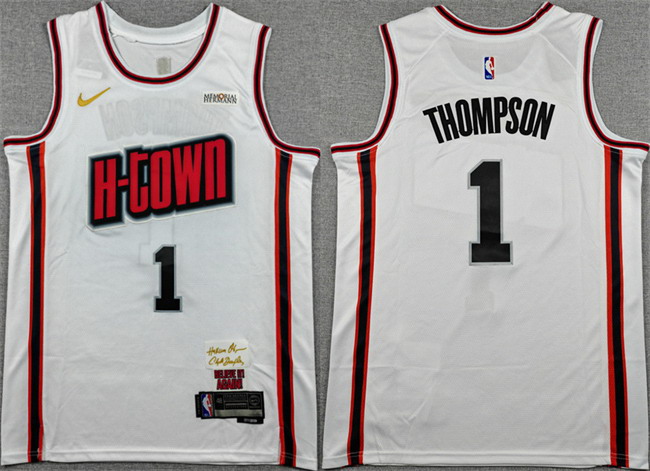 Personalized Men’s Houston Rockets #1 Amen Thompson White 2024 25 City Edition Stitched Jersey