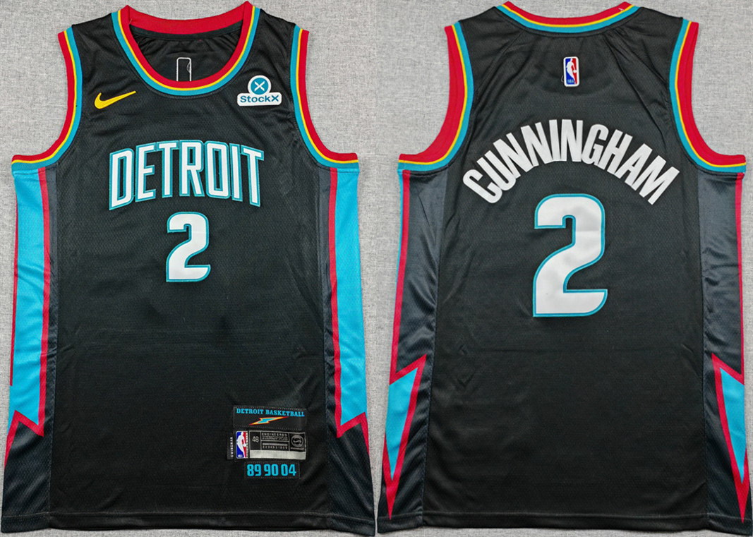 Personalized Men’s Detroit Pistons #2 Cade Cunningham Black 2025-26 City Edition Stitched Basketball Jersey