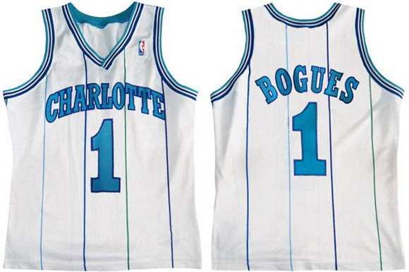 Personalized Men’s Charlotte Hornets #1 Muggsy Bogues White Stitched Basketball Jersey