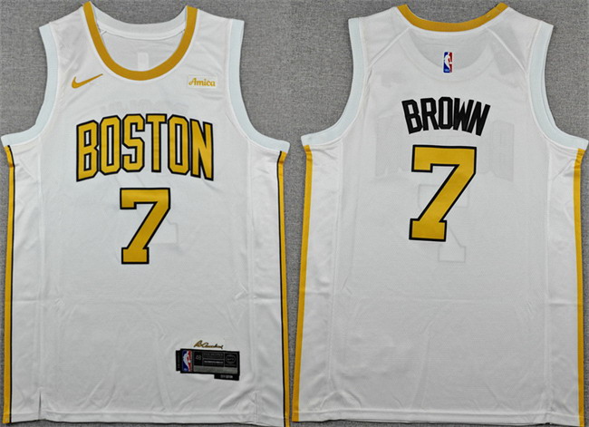 Personalized Men’s Boston Celtics #7 Jaylen Brown White 2025-26 City Edition Stitched Basketball Jersey
