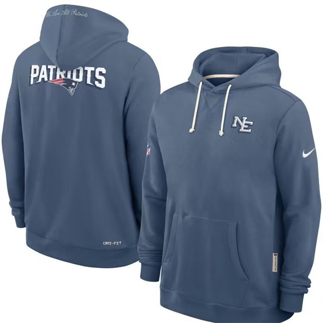 Personalized Men’s New England Patriots Storm Blue Rivalries Pullover Hoodie