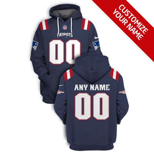 Personalized Men’s New England Patriots Active Player 2025 Navy Pullover Hoodie