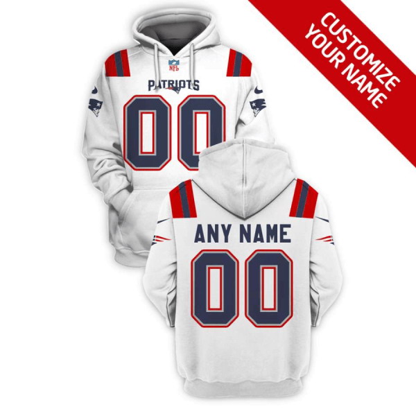 Personalized Men’s New England Patriots Active Player 2025 White Pullover Hoodie