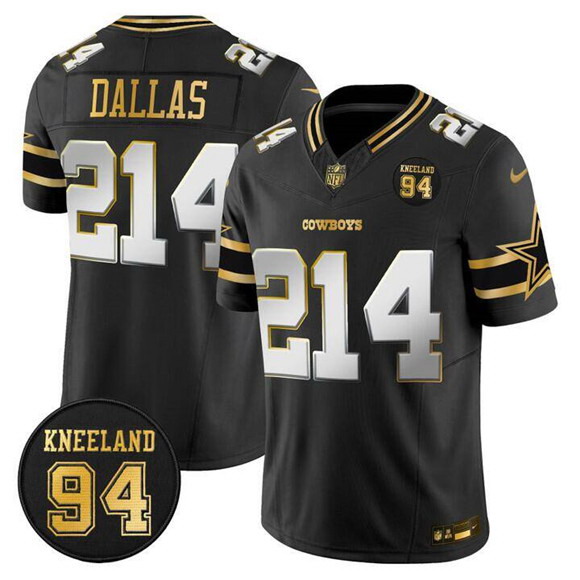 Personalized Men’s Dallas Cowboys #214 Dallas Black 2025 F.U.S.E. 94 Marshawn Kneeland Memorial Patch Limited Stitched Football Jersey
