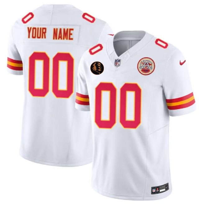Personalized Men’s Kansas City Chiefs Active Player White 2025 F.U.S.E. John Madden Patch Untouchable Limited Stitched Football Jersey