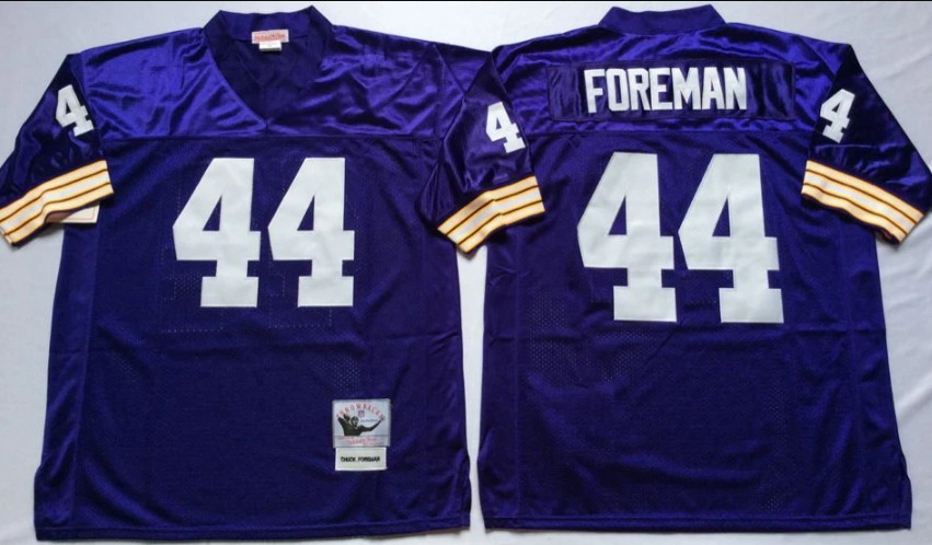 Personalized Men’s Minnesota Vikings #44 Chuck Foreman Purple Throwback Stitched Jersey