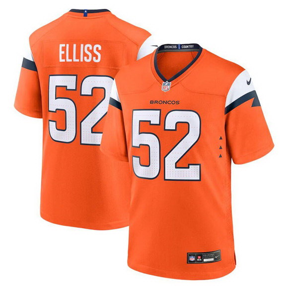 Personalized Men’s Denver Broncos #52 Jonah Elliss Orange 2025 Alternate Stitched Game Jersey