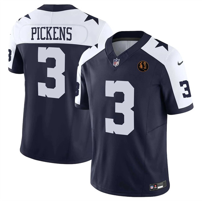 Personalized Men’s Dallas Cowboys #3 George pickens Navy 2023 F.U.S.E. With John Madden Patch Thanksgiving Limited Stitched Football Jersey