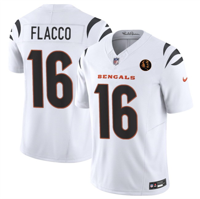 Personalized Men’s Cincinnati Bengals #16 Joe Flacco White 2023 F.U.S.E. With John Madden Patch Limited Stitched Football Jersey