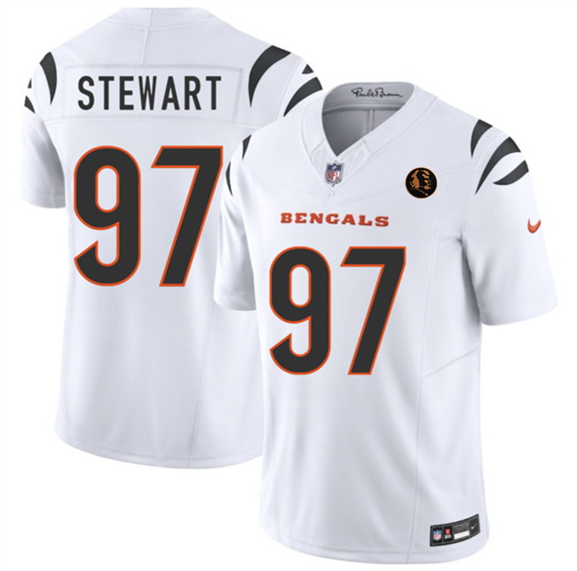 Personalized Men’s Cincinnati Bengals #97 Shemar Stewart White 2023 F.U.S.E. With John Madden Patch Limited Stitched Football Jersey