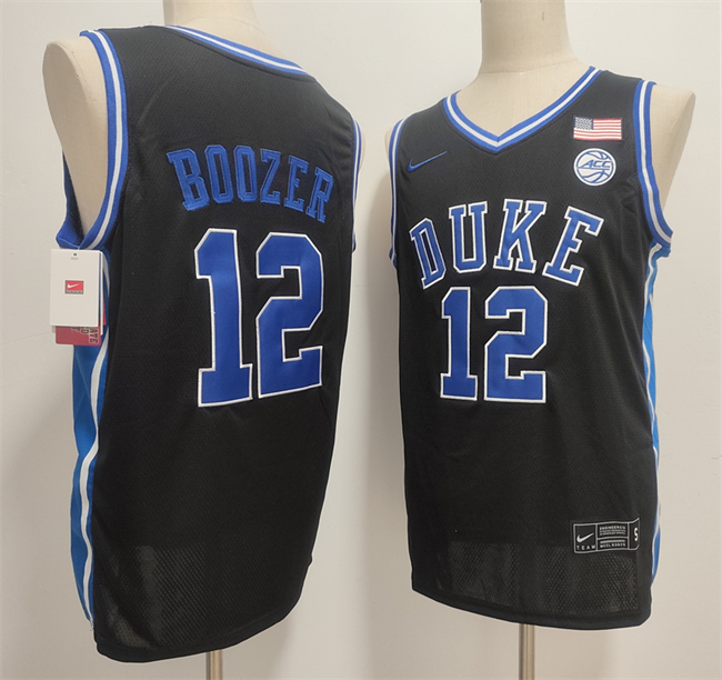 Personalized Men’s Duke Blue Devils #12 Cameron Boozer Black Stitched Basketball Jersey