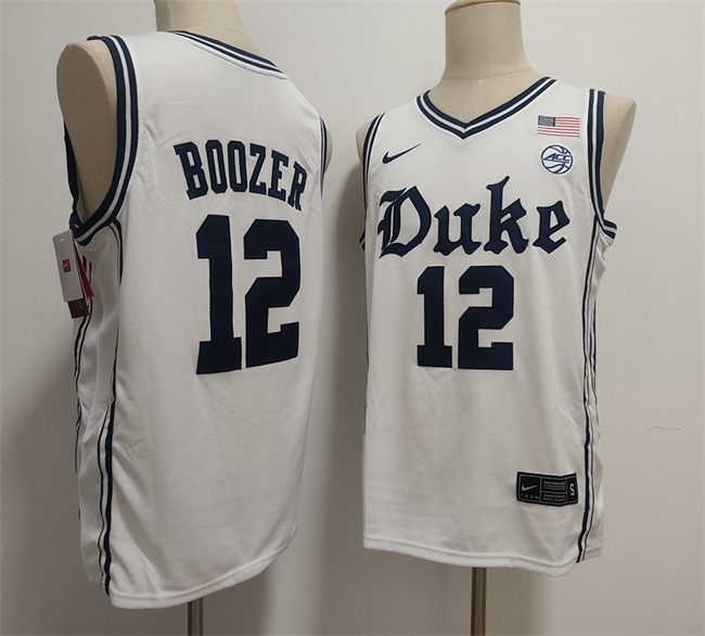 Personalized Men’s Duke Blue Devils #12 Cameron Boozer White Stitched Basketball Jersey