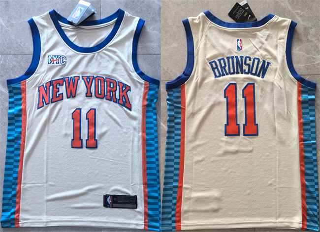 Personalized Men’s New Yok Knicks #11 Jalen Brunson Cream 2025-26 City Edition Stitched Basketball Jersey