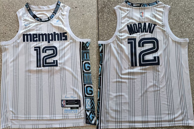 Personalized Men’s Memphis Grizzlies #12 Ja Morant White 2025-26 City Edition Edition Stitched Basketball Jersey