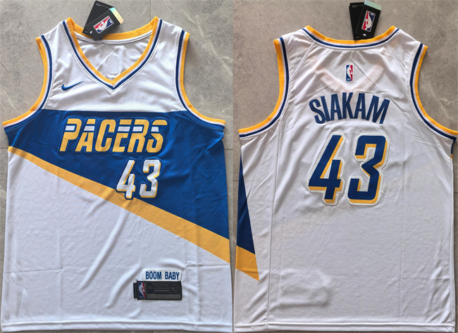 Personalized Men’s Indiana Pacers #43 Pascal Siakam White 2025-26 City Edition Stitched Basketball Jersey