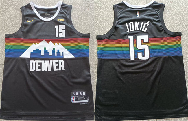 Personalized Men’s Denver Nuggets #15 Nikola Jokic Black Stitched Basketball Jersey