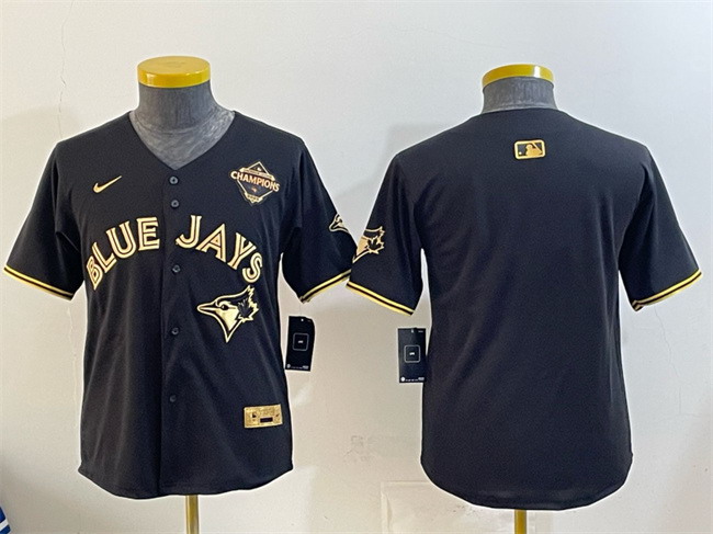 Personalized Youth Toronto Blue Jays Blank Black Gold 2025 American League Champions Limited Stitched Baseball Jersey
