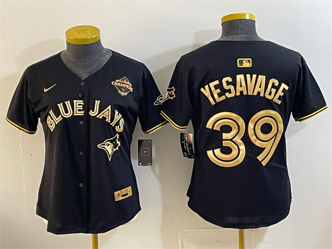 Personalized Youth Toronto Blue Jays #39 Trey Yesavage Black Gold 2025 American League Champions Limited Stitched Baseball Jersey