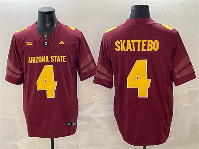 Personalized Men’s Arizona State Sun Devils #4 Cam Skattebo Red 2025 F.U.S.E. With Patch Limited Stitched Jersey