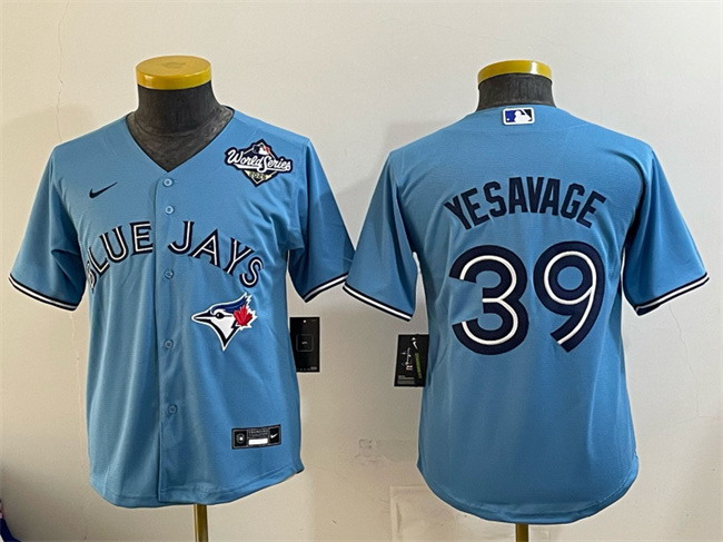 Personalized Youth Toronto Blue Jays #39 Trey Yesavage Blue 2025 World Series Cool Base Stitched Baseball Jersey