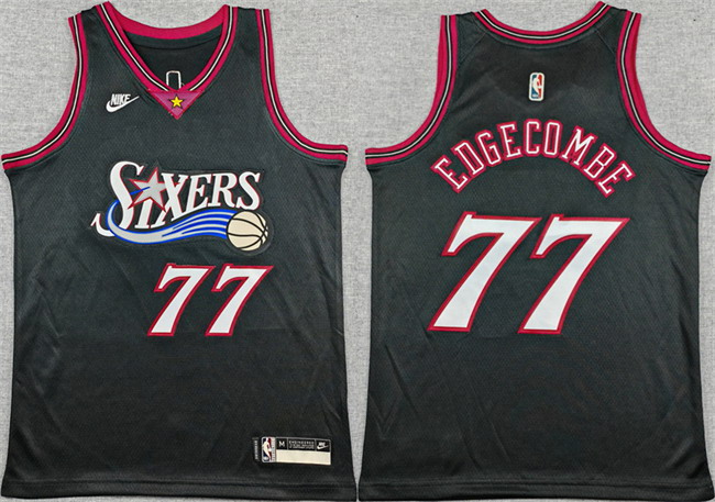 Personalized Youth Philadelphia 76ers #77 V. J. Edgecombe Black 2025-26 Classic Edition Stitched Jersey