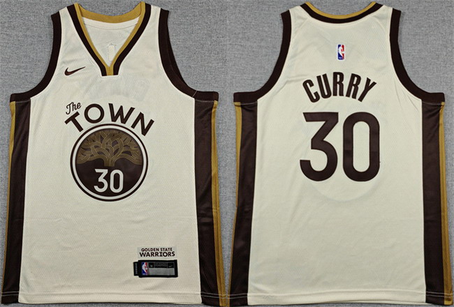 Personalized Youth Golden State Warriors #30 Stephen Curry Cream 2025 City Edition Swingman Stitched Basketball Jersey
