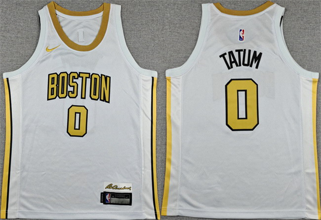 Personalized Youth Boston Celtics #0 Jayson Tatum White 2025 City Edition Stitched Jersey