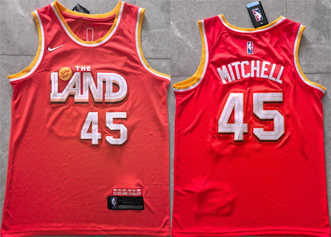 Personalized Men’s Cleveland Cavaliers #45 Donovan Mitchell Orange 2025-26 CityEdition Stitched Jersey