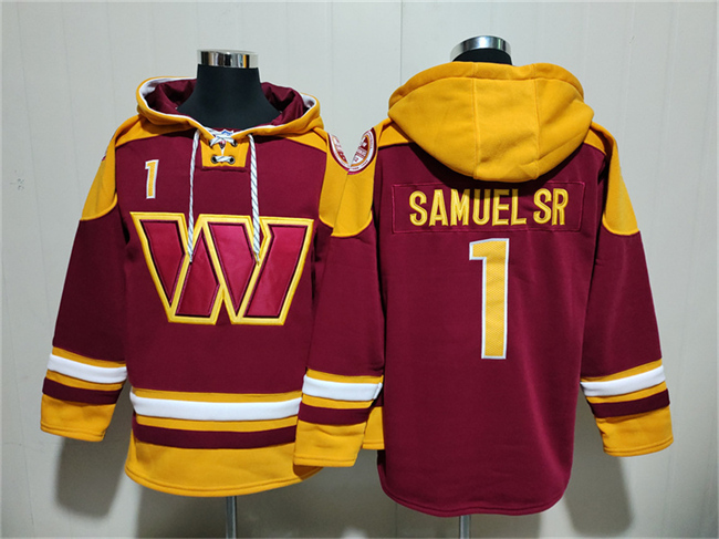 Personalized Men’s Washington Commanders #1 Deebo Samuel Sr. Burgundy Ageless Must-Have Lace-Up Pullover Hoodie
