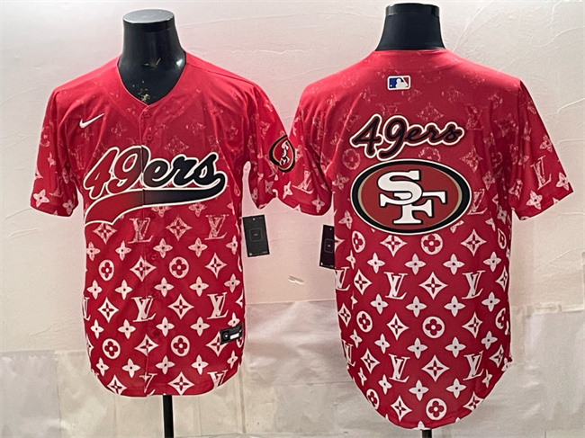 Personalized Men’s San Francisco 49ers Team Big Logo Red Limited Stitched Baseball Jersey