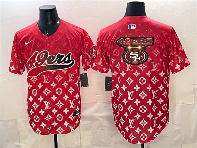 Personalized Men’s San Francisco 49ers Team Big Logo Red Limited Stitched Baseball Jersey